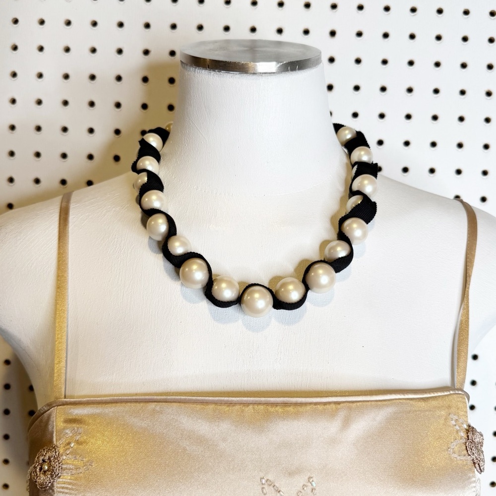 Stella‎ & Dot | Jenna Pearl Ribbon Statement Nacklace